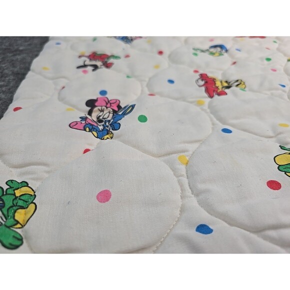 Vintage Disney Mickey Mouse 80s 90s Quilted Baby Crib Blanket 33x38 Inches - Picture 3 of 6
